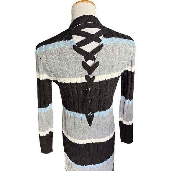NWT Womens No Boundaries Lace Back Duster Color Block Sweater Cardigan - Sz XS - Picture 7 of 7